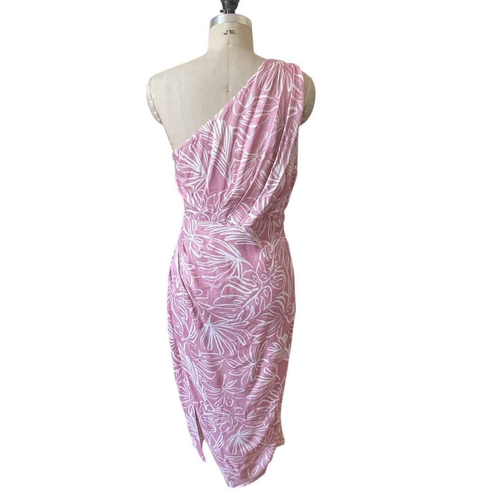 Saylor Emiliana Pink Floral One Shoulder Midi Dress Size Medium - Picture 6 of 9